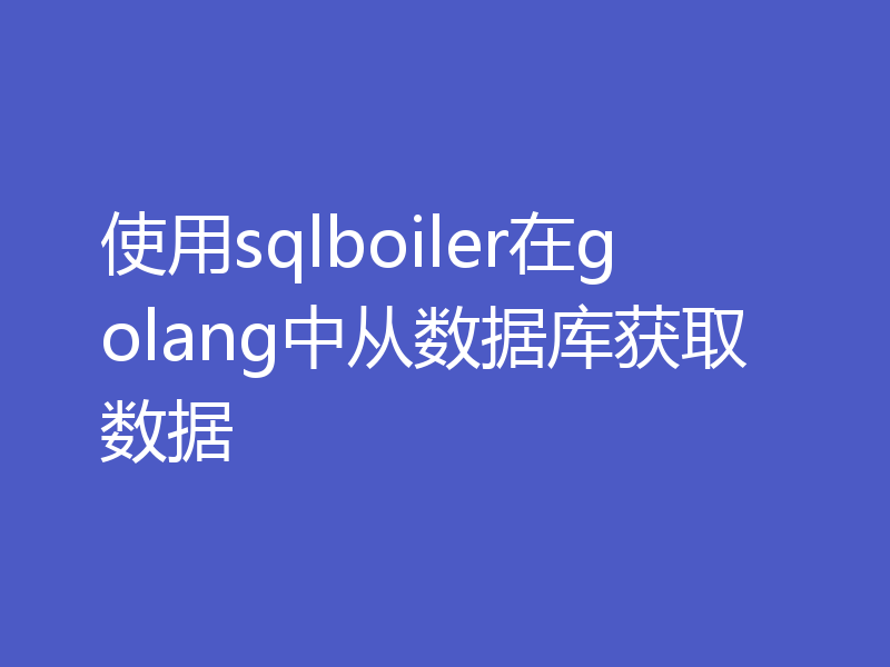 使用sqlboiler在golang中从数据库获取数据