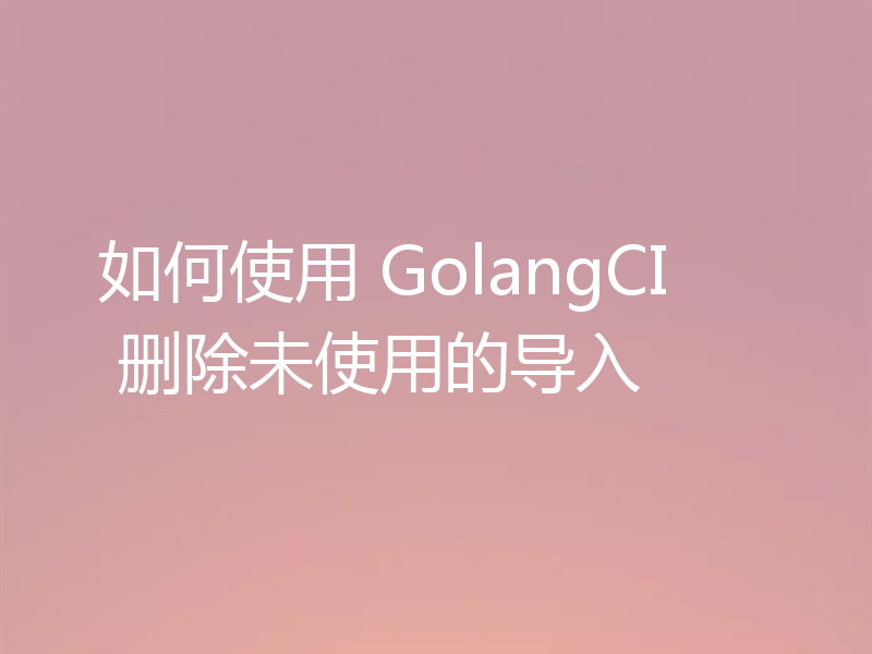 如何使用 GolangCI 删除未使用的导入