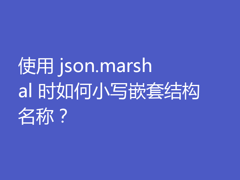 使用 json.marshal 时如何小写嵌套结构名称？