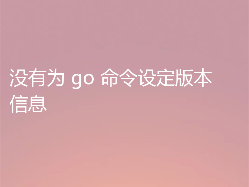 没有为 go 命令设定版本信息