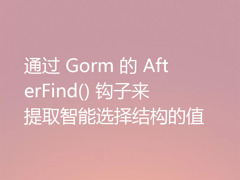 通过 Gorm 的 AfterFind() 钩子来提取智能选择结构的值