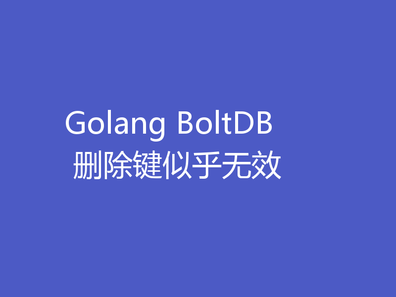 Golang BoltDB 删除键似乎无效