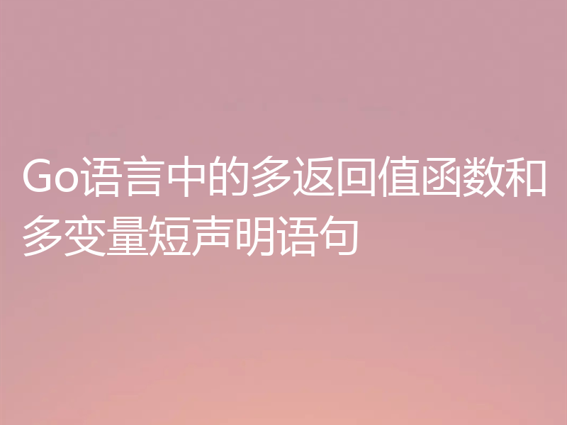 Go语言中的多返回值函数和多变量短声明语句