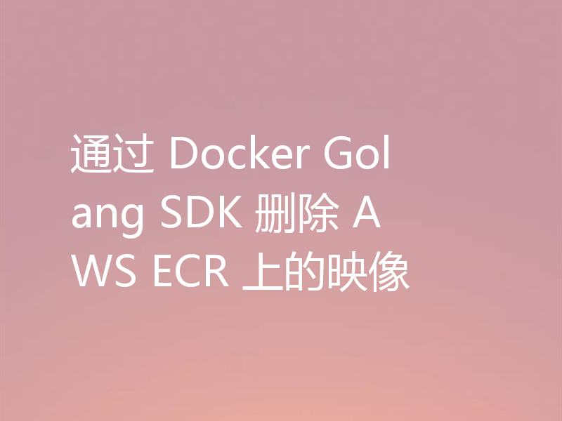 通过 Docker Golang SDK 删除 AWS ECR 上的映像