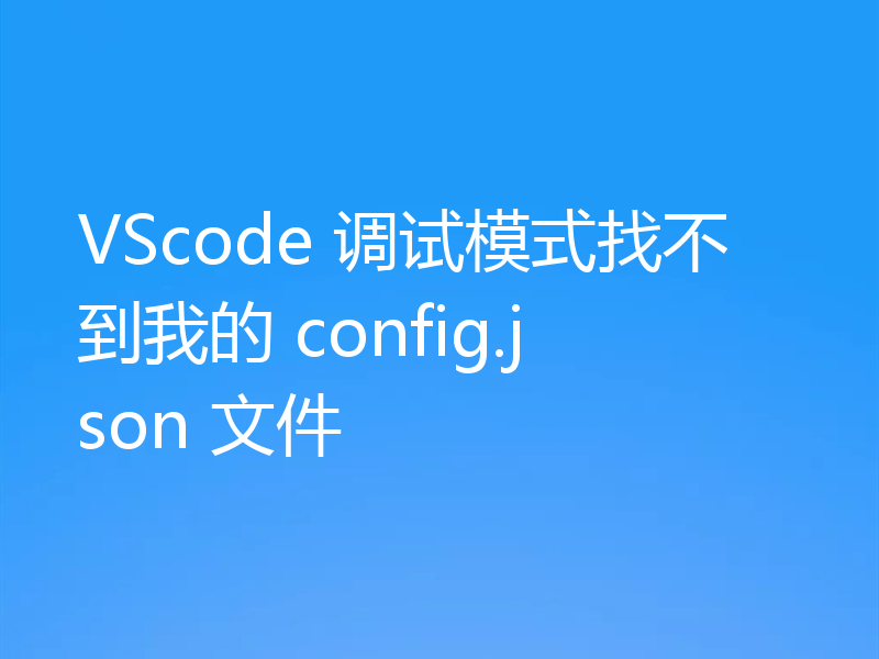 VScode 调试模式找不到我的 config.json 文件