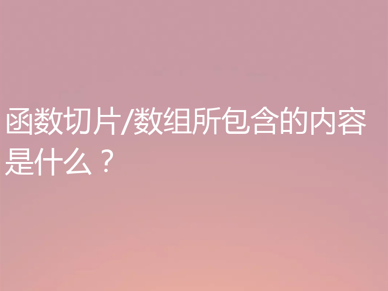 函数切片/数组所包含的内容是什么？