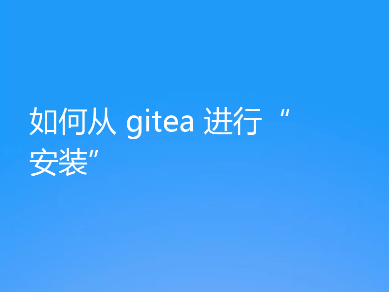如何从 gitea 进行“安装”