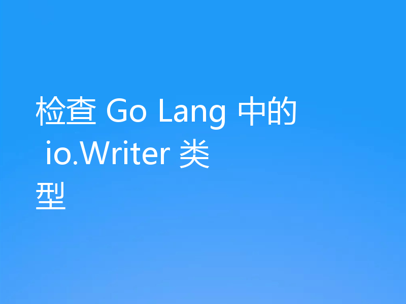 检查 Go Lang 中的 io.Writer 类型