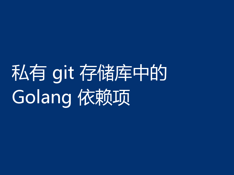 私有 git 存储库中的 Golang 依赖项