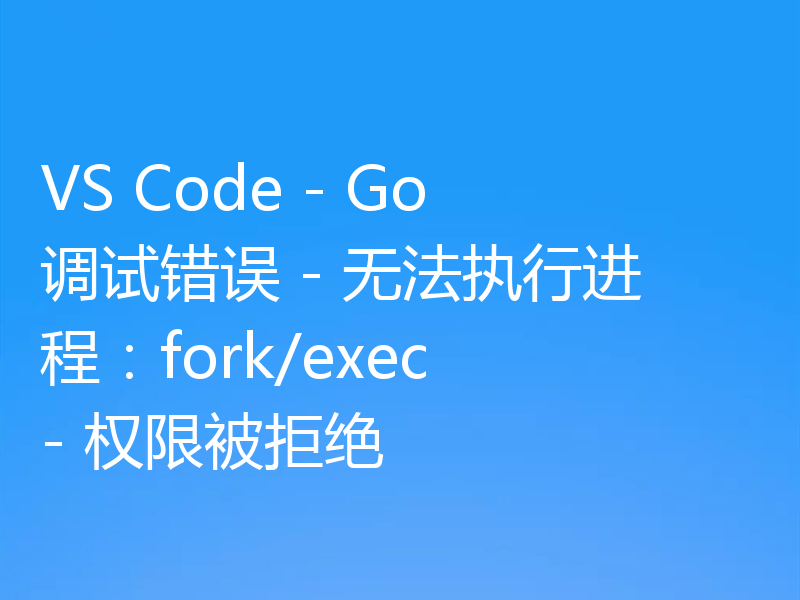 VS Code - Go 调试错误 - 无法执行进程：fork/exec - 权限被拒绝