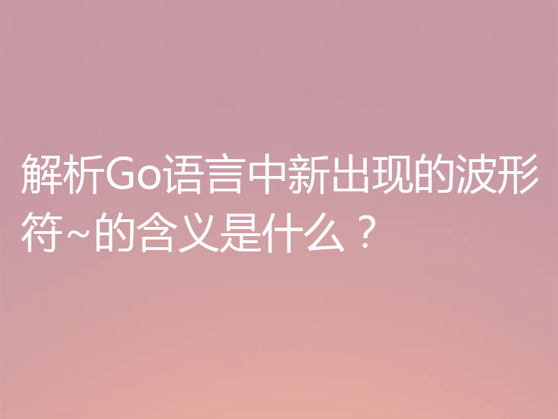 解析Go语言中新出现的波形符~的含义是什么？