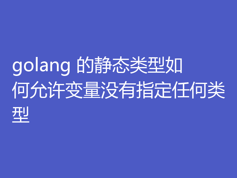 golang 的静态类型如何允许变量没有指定任何类型