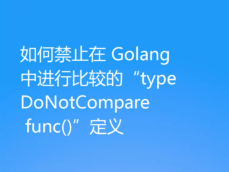 如何禁止在 Golang 中进行比较的“type DoNotCompare func()”定义