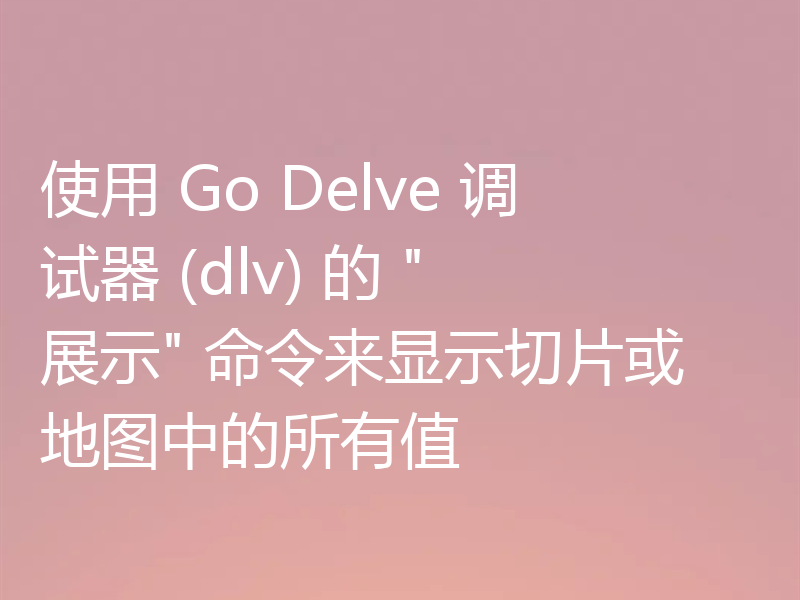 使用 Go Delve 调试器 (dlv) 的 