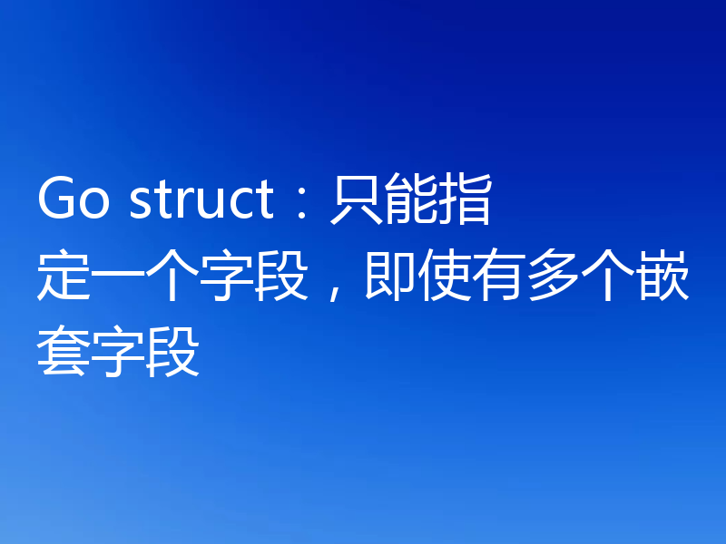 Go struct：只能指定一个字段，即使有多个嵌套字段