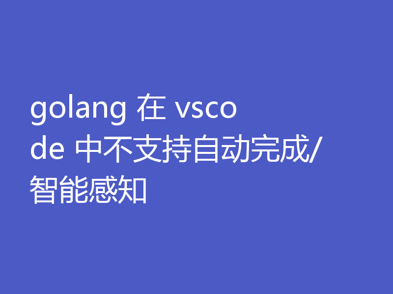 golang 在 vscode 中不支持自动完成/智能感知
