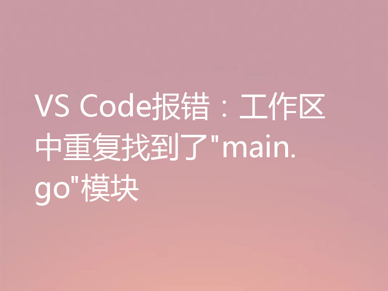 VS Code报错：工作区中重复找到了