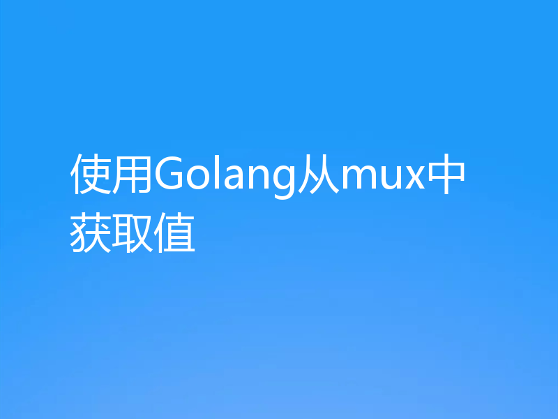 使用Golang从mux中获取值