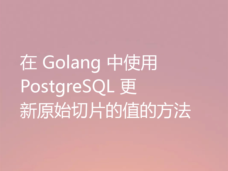 在 Golang 中使用 PostgreSQL 更新原始切片的值的方法