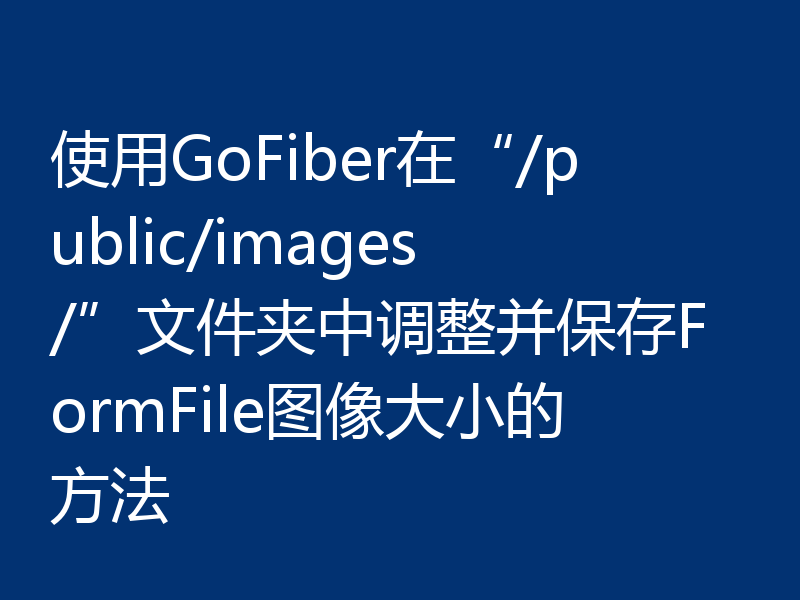 使用GoFiber在“/public/images/”文件夹中调整并保存FormFile图像大小的方法