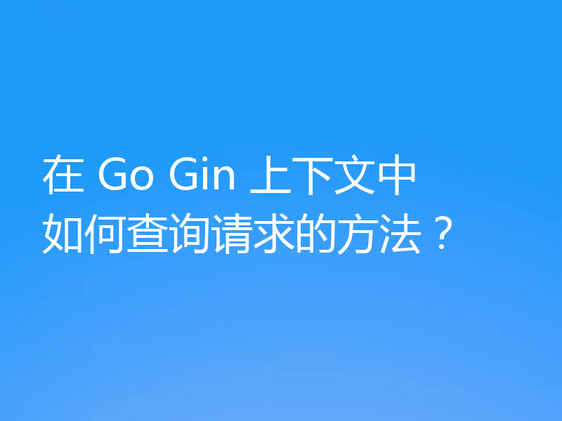 在 Go Gin 上下文中如何查询请求的方法？