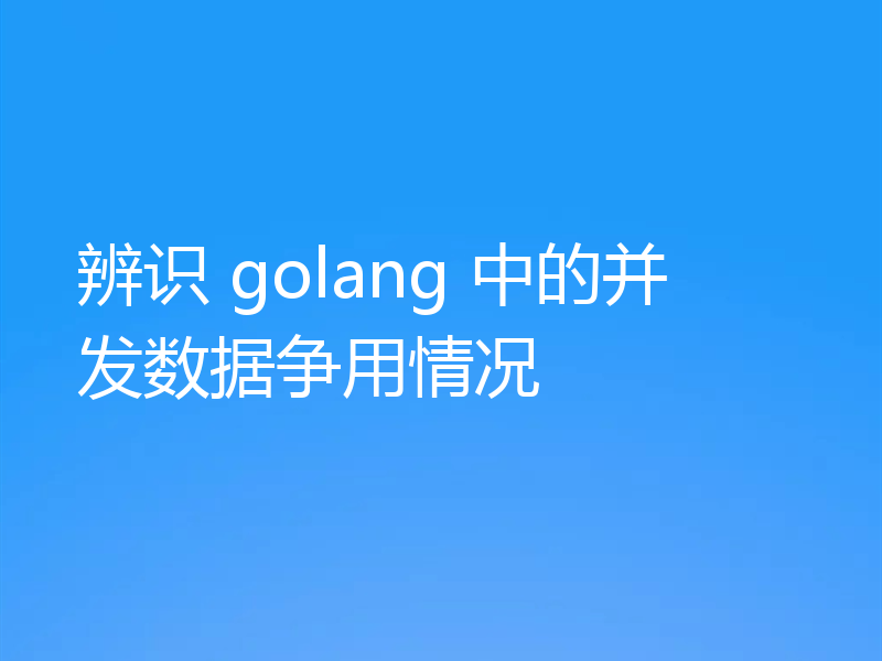 辨识 golang 中的并发数据争用情况