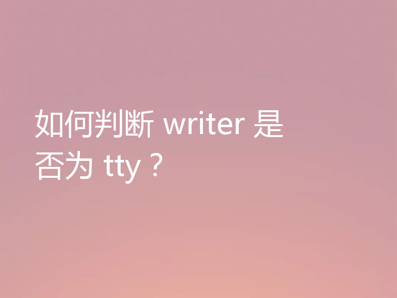 如何判断 writer 是否为 tty？