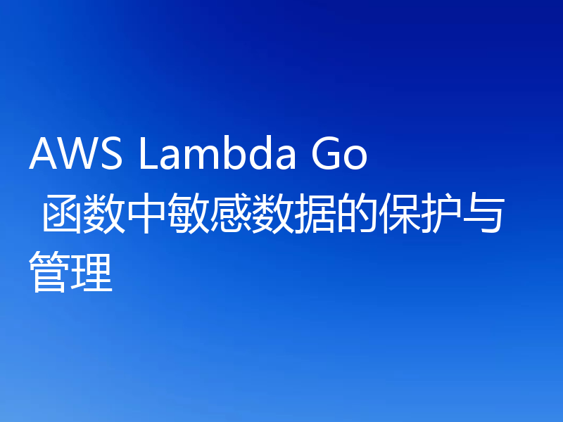 AWS Lambda Go 函数中敏感数据的保护与管理