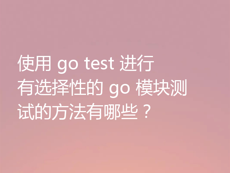 使用 go test 进行有选择性的 go 模块测试的方法有哪些？