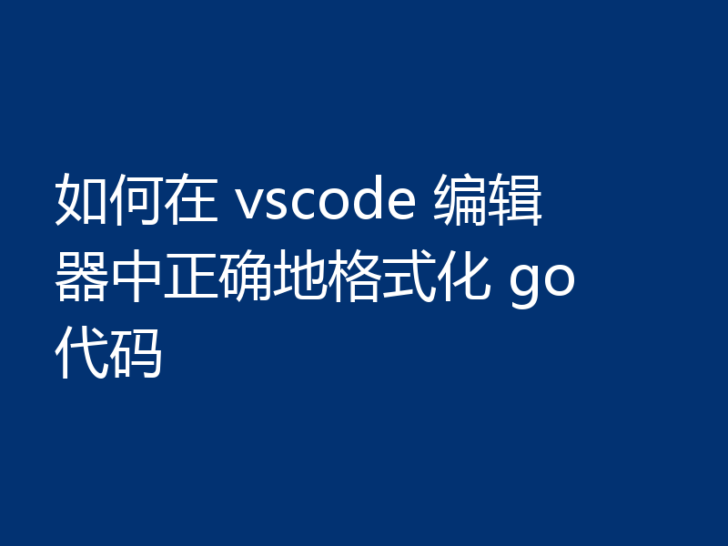 如何在 vscode 编辑器中正确地格式化 go 代码