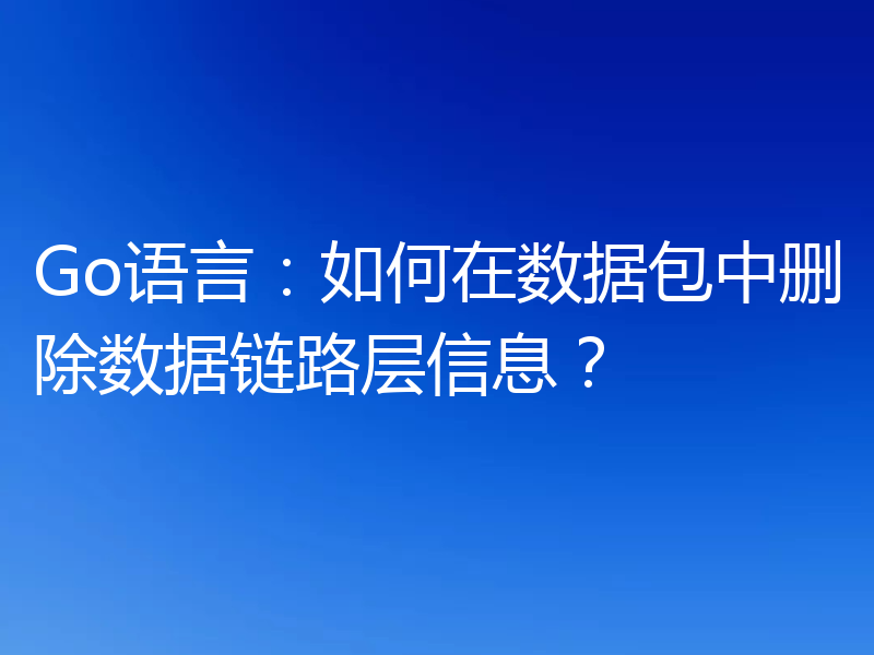 Go语言：如何在数据包中删除数据链路层信息？