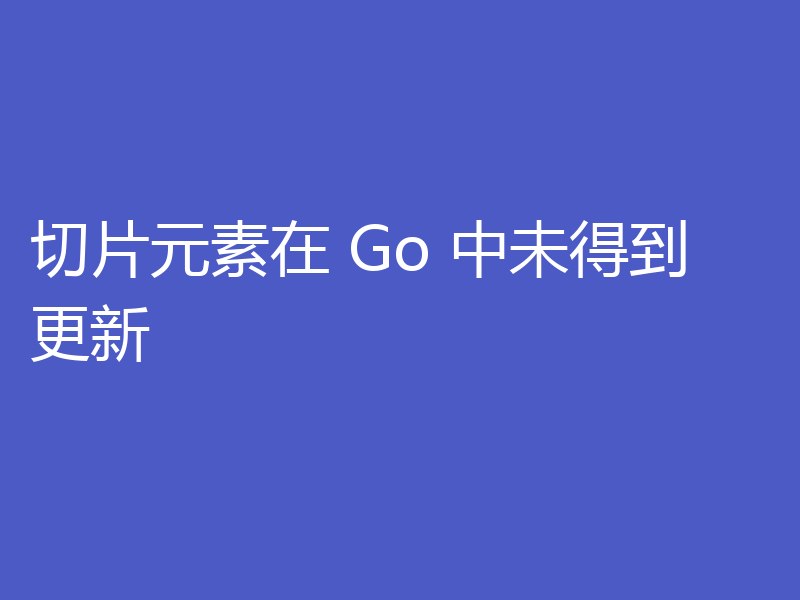 切片元素在 Go 中未得到更新