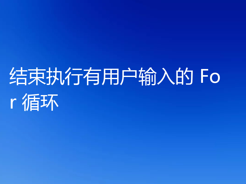 结束执行有用户输入的 For 循环