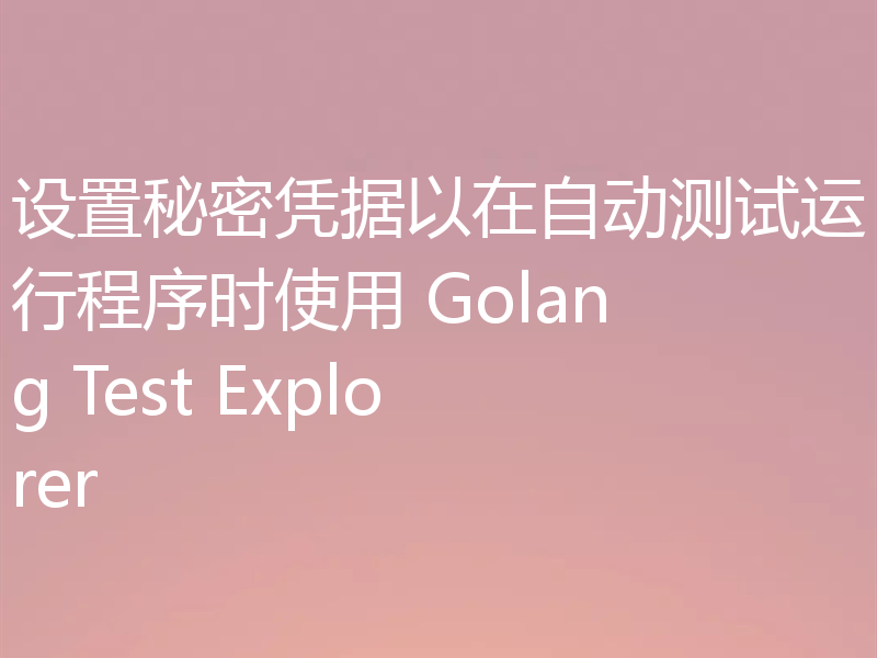 设置秘密凭据以在自动测试运行程序时使用 Golang Test Explorer