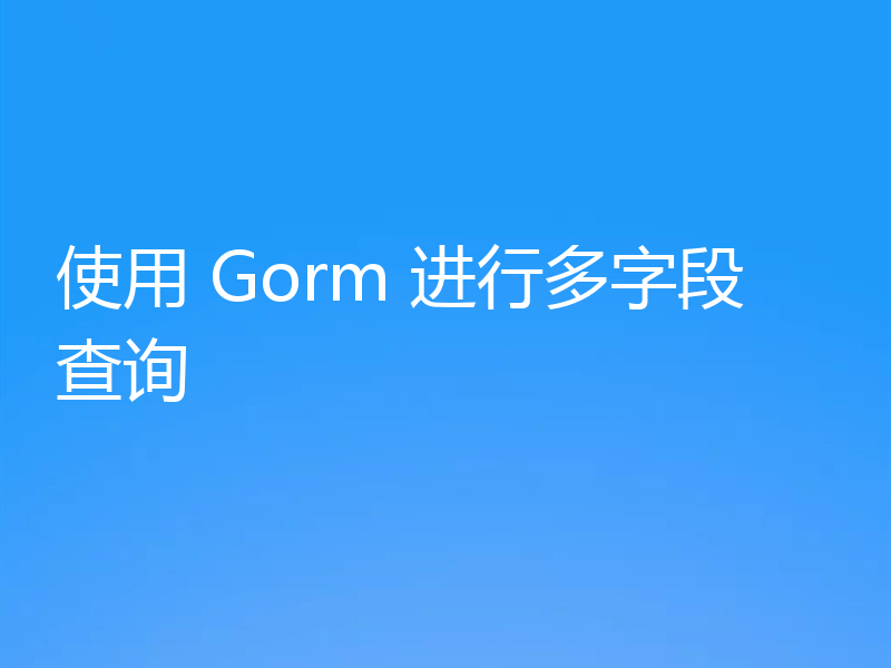 使用 Gorm 进行多字段查询