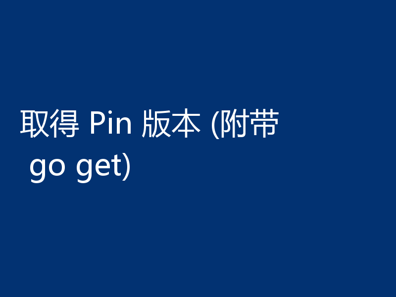 取得 Pin 版本 (附带 go get)