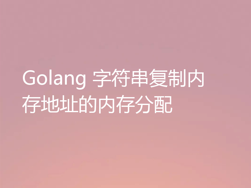 Golang 字符串复制内存地址的内存分配