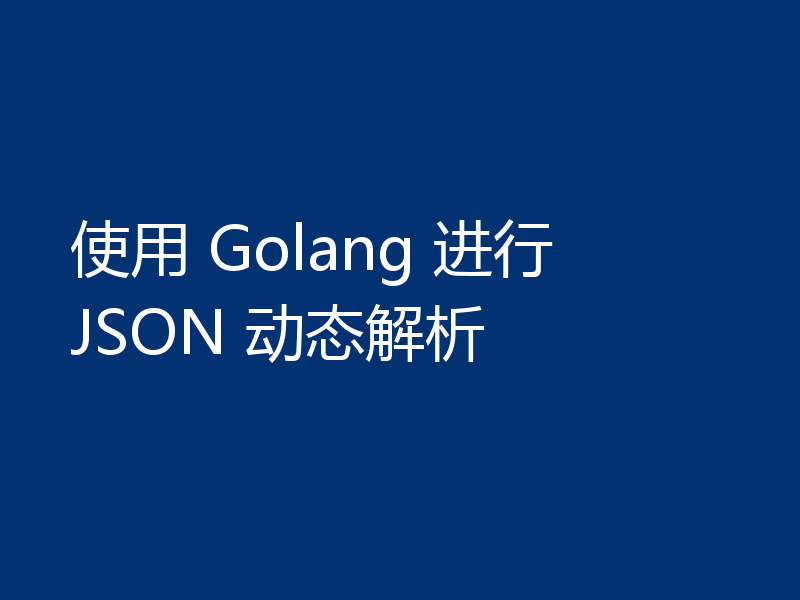使用 Golang 进行 JSON 动态解析