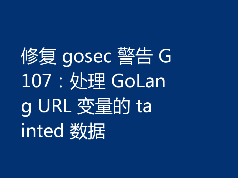 修复 gosec 警告 G107：处理 GoLang URL 变量的 tainted 数据
