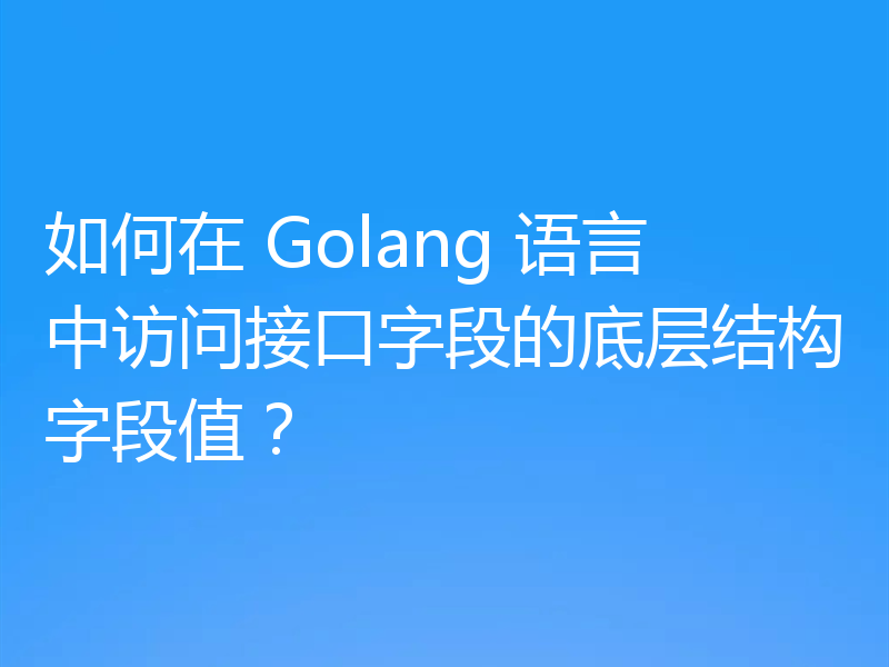 如何在 Golang 语言中访问接口字段的底层结构字段值？