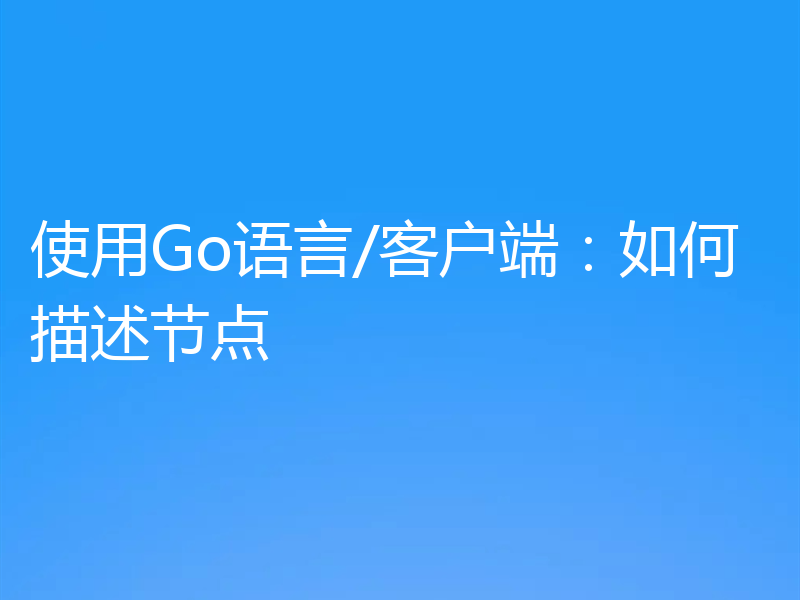 使用Go语言/客户端：如何描述节点