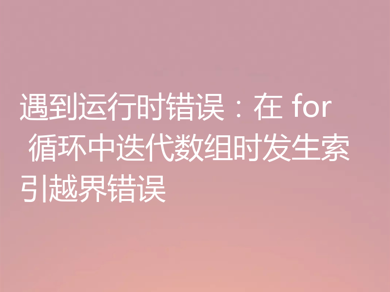 遇到运行时错误：在 for 循环中迭代数组时发生索引越界错误