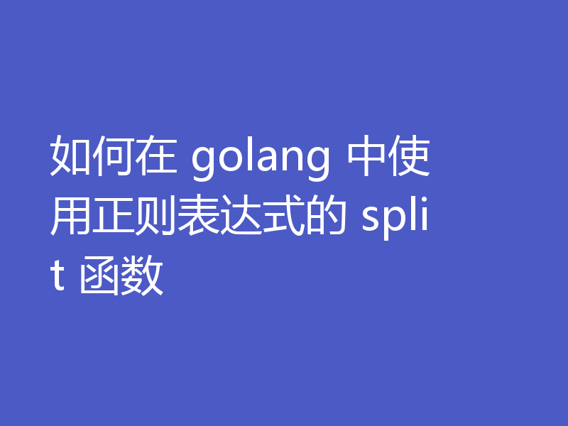 如何在 golang 中使用正则表达式的 split 函数