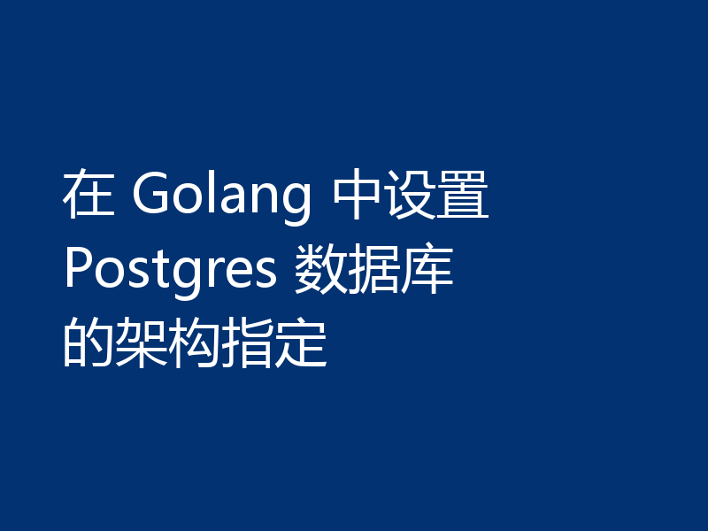 在 Golang 中设置 Postgres 数据库的架构指定