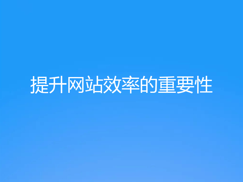 提升网站效率的重要性