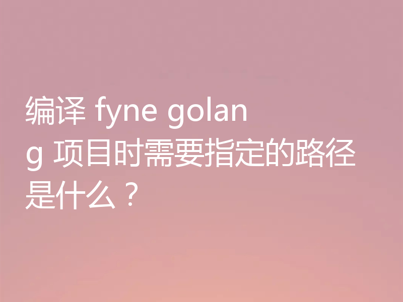 编译 fyne golang 项目时需要指定的路径是什么？