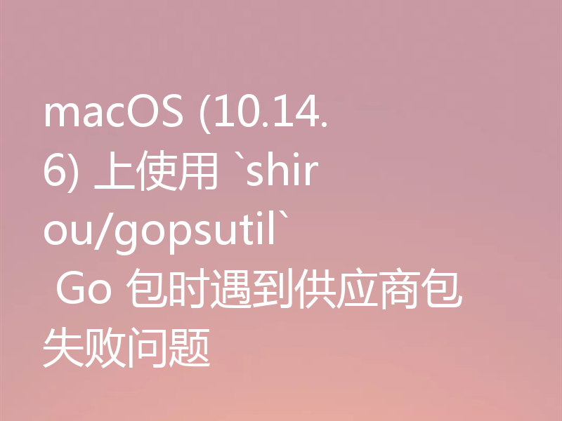 macOS (10.14.6) 上使用 `shirou/gopsutil` Go 包时遇到供应商包失败问题