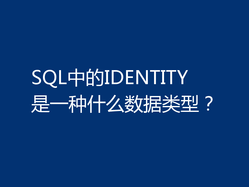 SQL中的IDENTITY是一种什么数据类型？