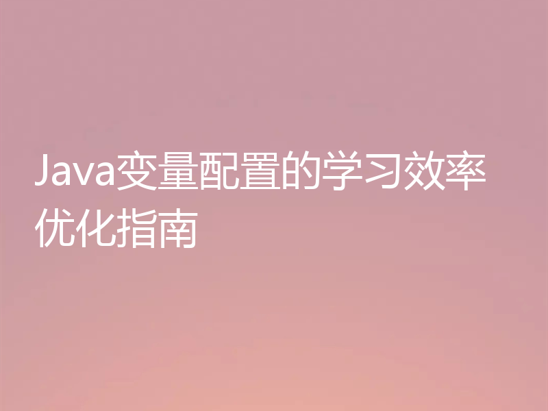Java变量配置的学习效率优化指南