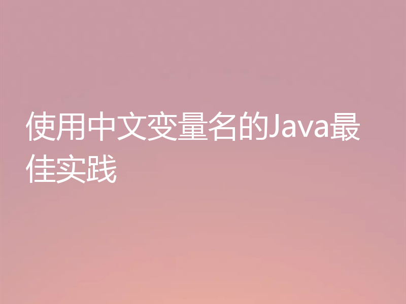 使用中文变量名的Java最佳实践
